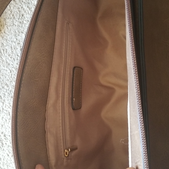 Brand New Virago taupe zipper closure handbag gold finish purse feet - Picture 5 of 7